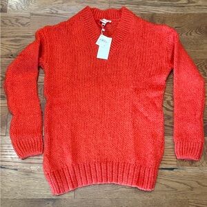 NWT. Chunky V-Neck Orange Sweater. Size Small.